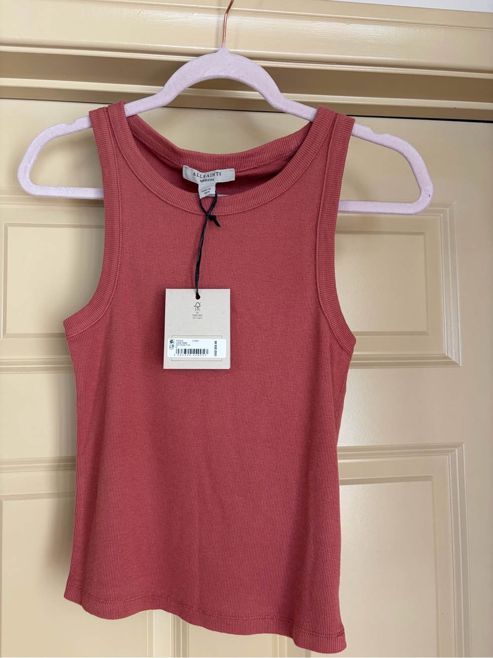 AllSaints Rose Ribbed Tank - Picture 2 of 3